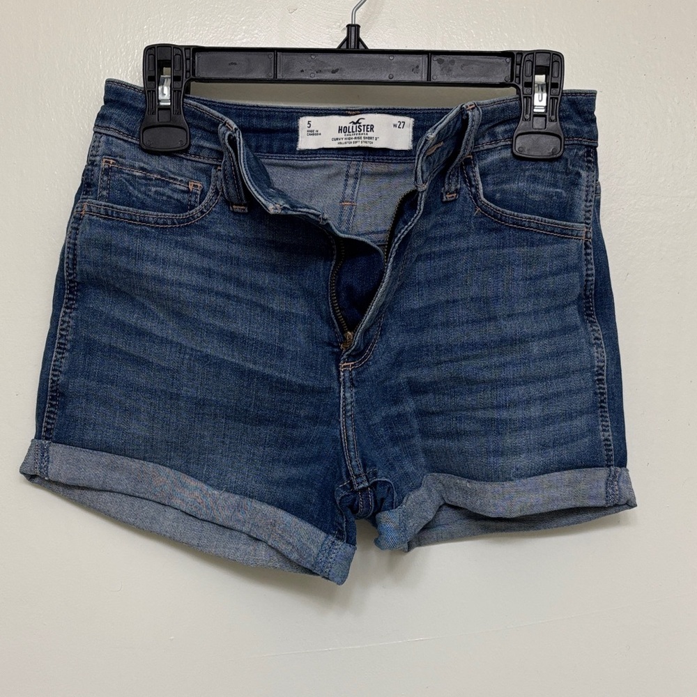 Hollister Women's Dark Blue Jean Shorts